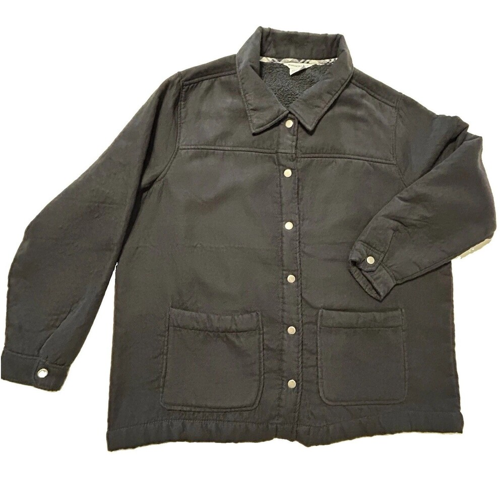 Boston Trader’s Sherpa Men's XL Jacket Black Faux Suede Lined Point Collar Snaps